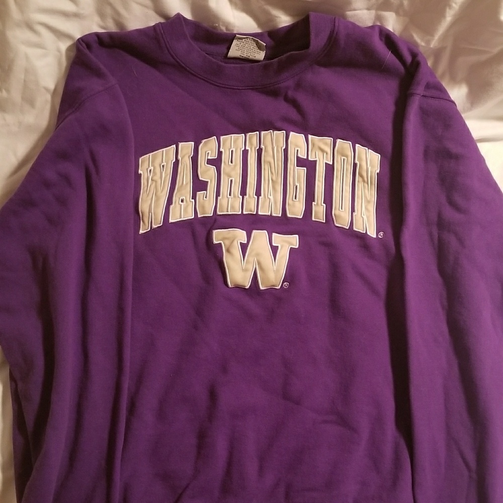 Purple and gold University of Washington crewneck